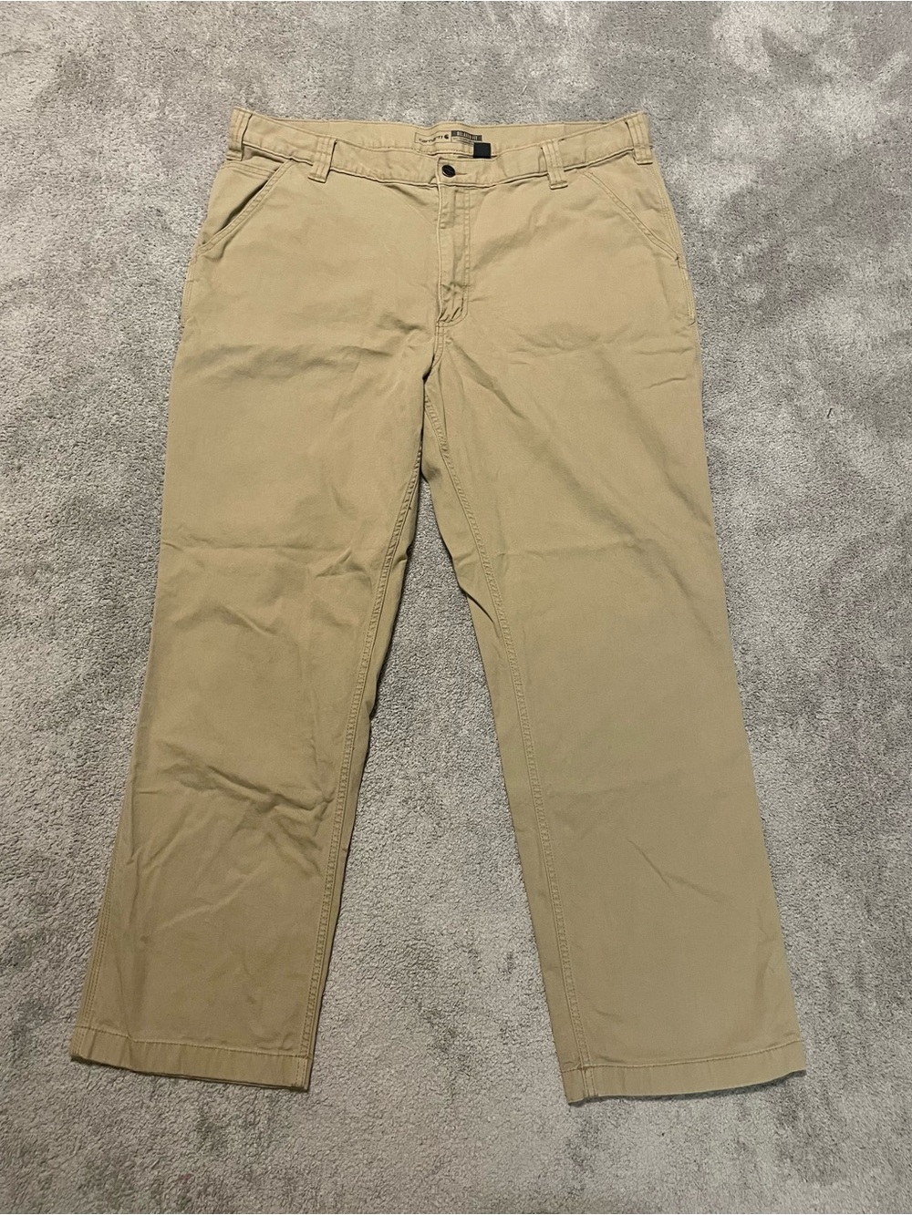 Carhartt Rugged Flex Canvas Work Pants Mens 40x31 Khaki Relaxed Fit BN2291-N